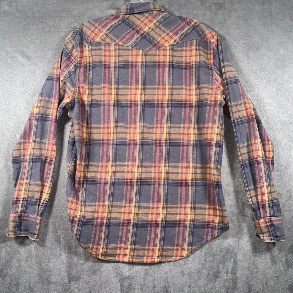 Lucky Brand Pearl Snap Flannel Shirt Mens Small Saturday Stretch Pockets